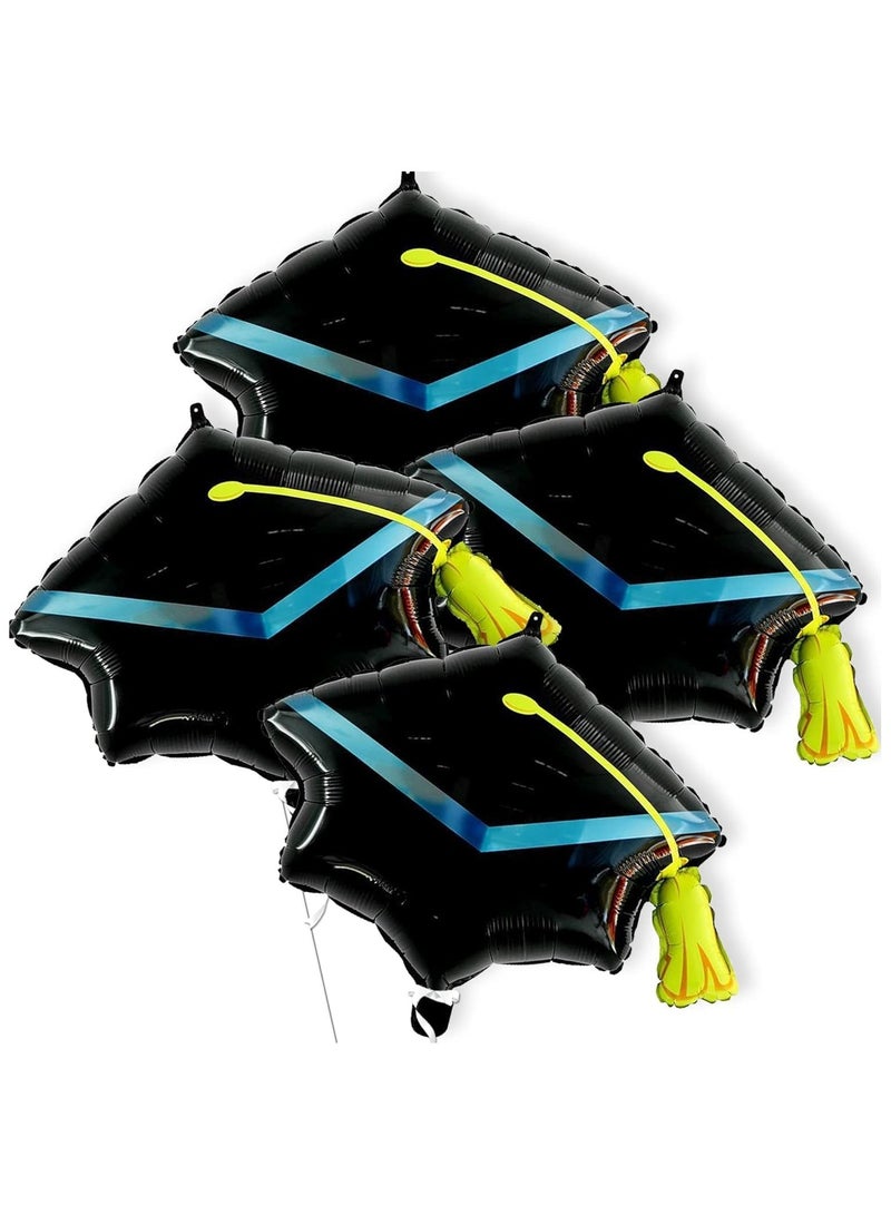 KatchOn, Big Graduation Cap Balloons - 22 Inch, Pack of 4 | Grad Hat for Grad Decorations Class of 2025 | Grad Foil Balloons, Graduation Decorations 2025 - Image 1